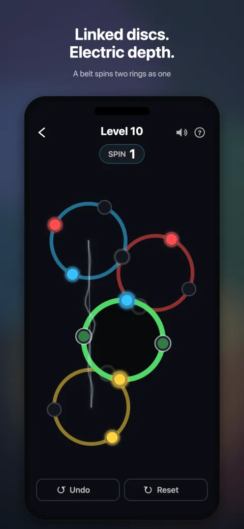 Two linked rings connected by an electric belt