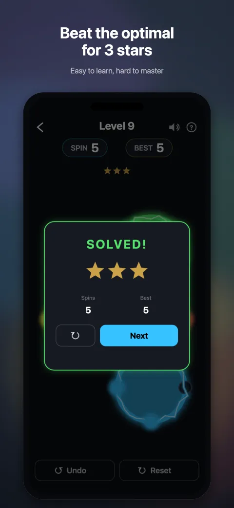 Three-star solved screen